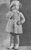 vintage toddler coat and beret knitting pattern from 1940s