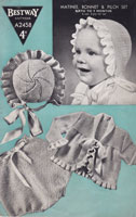 vintage baby bestway knitting pattern matinee set with frilled bonnet to match 1940s