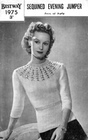 vintage ladies sequined jumper knitting pattern from 1940s
