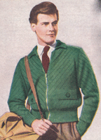 vintage mens lumper jacket knitting pattern from 1950s