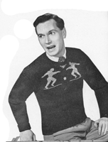 vintage man's knitting pattern for jumper with footballers