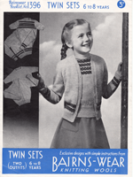 vintage girls fair isle twin set knitting pattern to fit 6-8 years