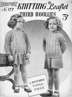 vintage girl's knitting pattern for skirt jumper and cardigan to fit 3-4 years or 23 inch chest
