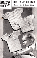 vintage baby vest knitting pattern from 1940s