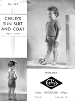 vintage childs and babies sun suit and jacket knitting pattern from 1930s