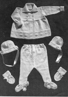 vintage baby pram set knitting pattern from 1950s
