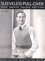 vintageg man's knitting pattern for a slip over or tank to from 1930s