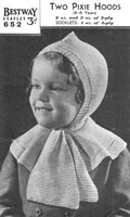 vintage little girls winter hood knitting pattern from 1940s war time