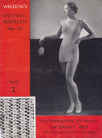 weldons 34 ladies underwear vest 1920s knitting pattern