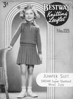 vintage girls jumper and skirt knitting pattern 1930s