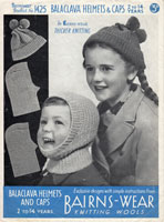 vintage boys blaclava and girls pull on hat knitting pattern from 1930s