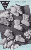 vintage baby bootees knitting pattern 1940s