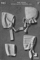 vintage baby poixie hood klnitting pattern 1950s