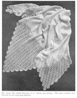 vintage baby shawl knitting pattern from 1960s