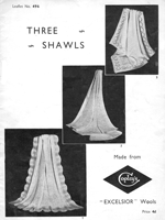 vintage bay knitting pattern for shawls from 1930s