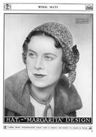 vitnage ladies hat kniting pattern 1930s