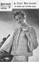 vintag knitting pattern for ladies bed jacket from 1940s