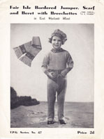 vintage childs fair isle beret jumper set 1920s