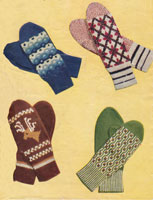 vintage ladies fair isle mittens knitting pattern from 1950s bestway B2113