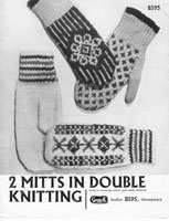 vintage ladies fair isle mittens knitting pattern from 1940s greenock B595