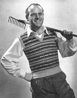vintage fai isle mens sleeveless pullover knitting pattern 1940s