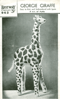 vintage toy knitting pattern giraffe