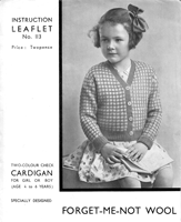vintage girls cardigan in checks knitting pattern from 1920s