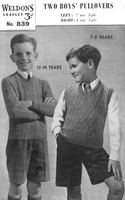 1940s boys tank top and pullover knitting pattern7-14 years