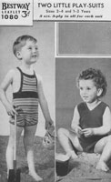 vintage baby knitting pattern for sun swim suits 1940
