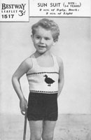 vintage knitting pattern for babies sun suit or swim wear 1940s