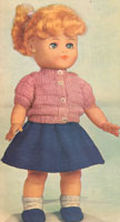 vintage jumper and skirt knitting pattern for 12 inch doll from early 1960s