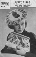 vintage beret and bag fair isle knitting pattern 1940s bestway 938