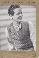 vintage knitting pattern for mens slip over tank top sleeveless pullover 1940s