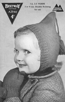vintage baby pixie hood knitting pattern for baby from 1940s