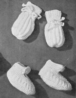 vintage bonnet and bootee set knitting pattern from 1950s