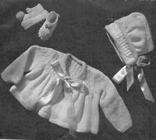 vintage baby lacy matinee set knitting pattern from 1950s