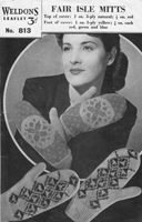 vintage ladies fair isle mittens 1940s knitting pattern