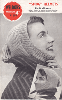 vintage knitting pattern for smog helmet 1940s