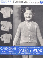 vintage girls cardigans knitting pattern from 1930s