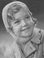 vintage knitting pattern for girls hood with scarf attatched