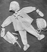 vintage knitting pattern for baby pram set from 1940s
