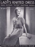 vintage 1930s knitting pattern for dress