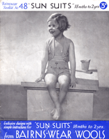 vintage little girld sun suit swim siut knitting pattern 1930s