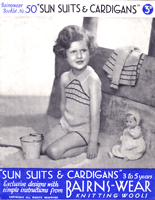 vintage girls sun suit or swim suit knitting pattern 1930s
