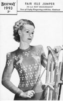 vintage ladies knitting pattern for fair isle jumper