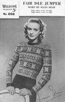 vintage ladies knitting pattern for fairl isle jumper 1940