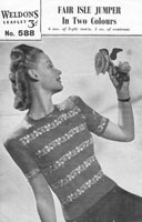 vintage knitting pattern for ladies fair isle jumper 1940