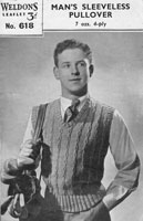 vintage 1930s mens tank top  sleeveless jumper knitting pattern