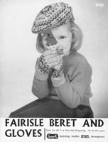 vintage girls beret knitting pattern fair isle 1950s