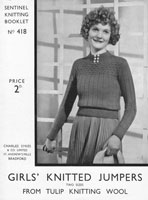vintage girls jumper knitting pattern 1920s